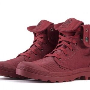 Palladium Monochrome Baggy II Maroon Canvas Combat Boots Men's Sz 10